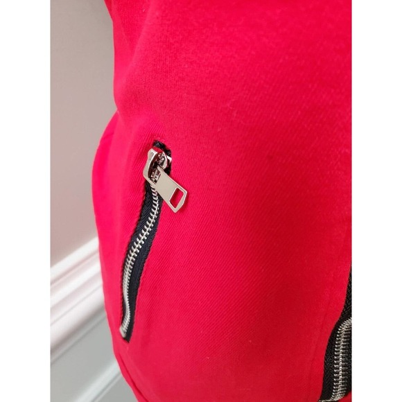Women's Solid Red Polyester Sleeveless Full Zip Front Casual Jacket Size Small - Picture 5 of 12